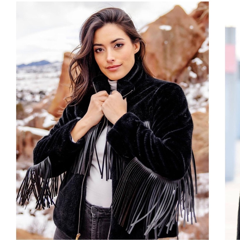 NWT Buddy Love Black Teddy Fringe‎ Jacket
